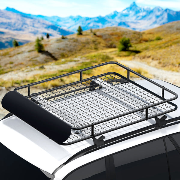 Giantz Universal Car Roof Rack Basket Luggage Carrier Auto Accessories Black 123Cm Roof Racks