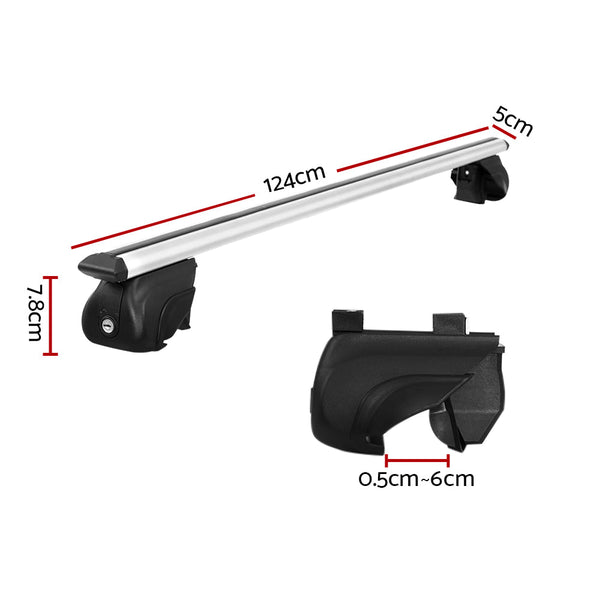 Universal Car Pod Aluminium Cross Bars Upgraded Holder 111Cm Silver Roof Racks