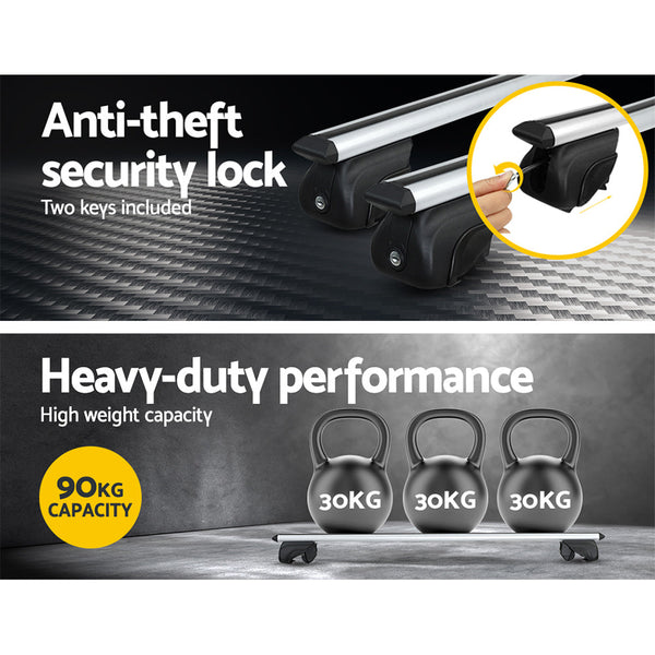 Universal Car Pod Aluminium Cross Bars Upgraded Holder 111Cm Silver Roof Racks