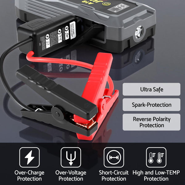 Giantz 2000A Portable Car Jump Starter 12V Lithium Battery Booster Pack Power Bank & Jumper Cables Jump Starters