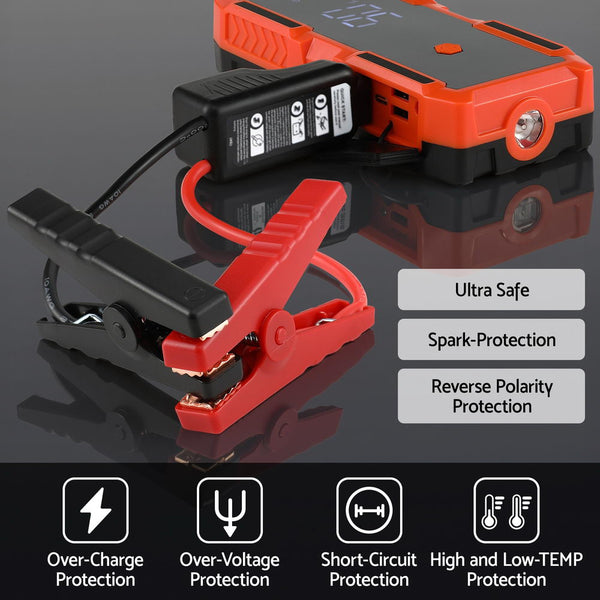 Giantz 3000A Portable Car Jump Starter 12V Lithium Battery Booster Pack Power Bank & Jumper Cables Jump Starters