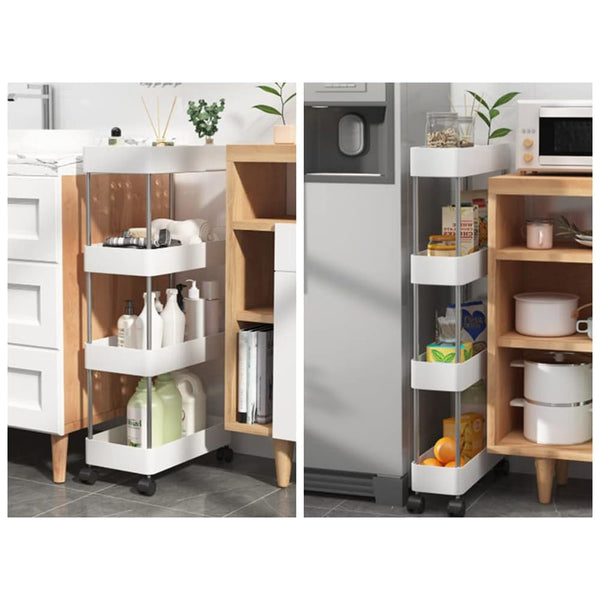 Carla Home Slim Storage Cart Organizer Trolley With Wheels For Kitchen Bathroom Laundry & Narrow Spaces (4 Tier) Kitchen Carts