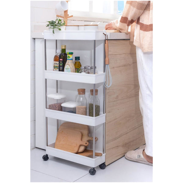 Carla Home Slim Storage Cart Organizer Trolley With Wheels For Kitchen Bathroom Laundry & Narrow Spaces (4 Tier) Kitchen Carts