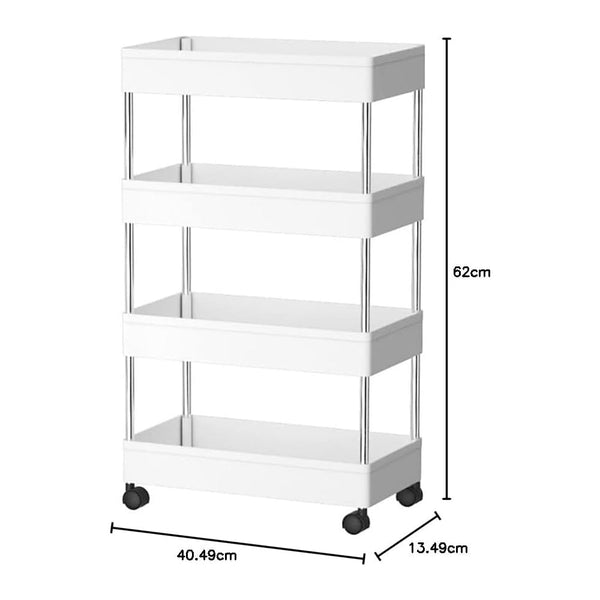 Carla Home Slim Storage Cart Organizer Trolley With Wheels For Kitchen Bathroom Laundry & Narrow Spaces (4 Tier) Kitchen Carts