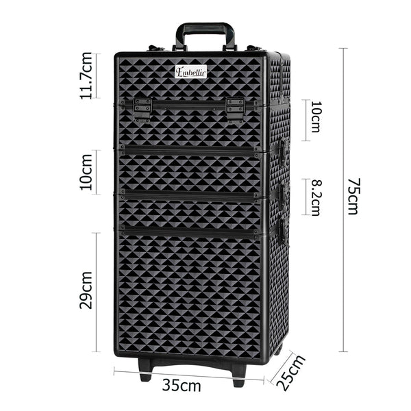 Embellir Makeup Case Beauty Trolley Cosmetic Organiser Box Travel Wheels Diamond Makeup Bags & Cases