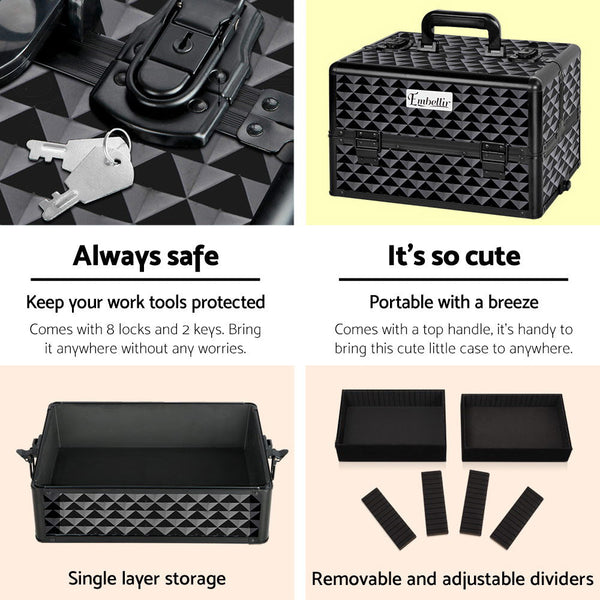 Embellir Makeup Case Beauty Trolley Cosmetic Organiser Box Travel Wheels Diamond Makeup Bags & Cases