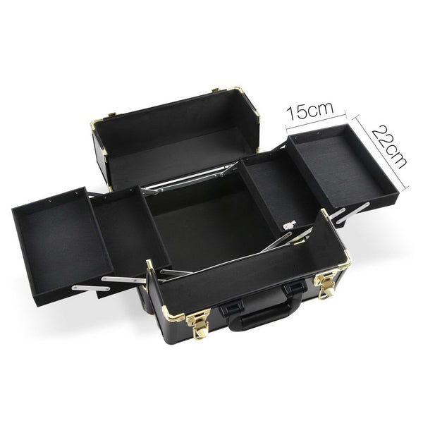 Embellir Makeup Case Beauty Trolley Cosmetic Organiser Box Travel Wheels Gold Makeup Bags & Cases