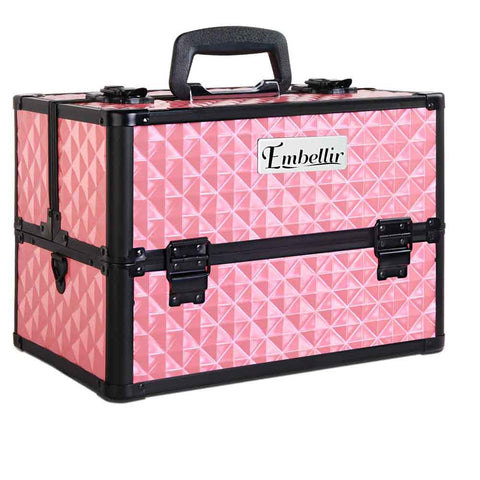 Embellir Portable Cosmetic Beauty Makeup Case Diamond Pink Makeup Bags & Cases