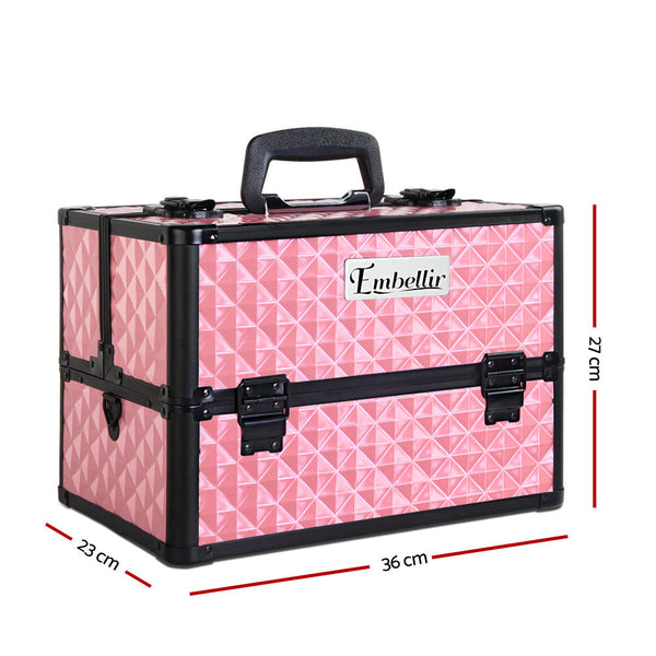 Embellir Cosmetic Beauty Makeup Case Diamond Pink Makeup Bags & Cases