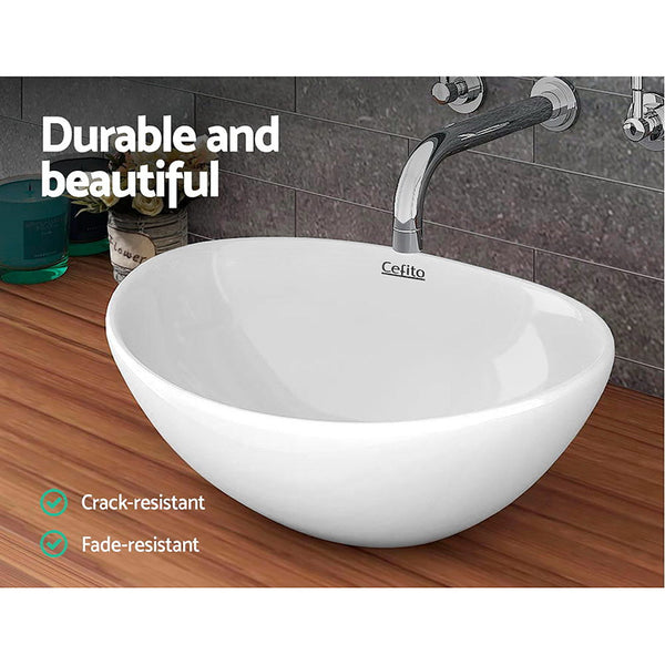 Cefito Bathroom Basin Ceramic Vanity Sink Hand Wash Bowl 41X34cm Bathroom Sinks