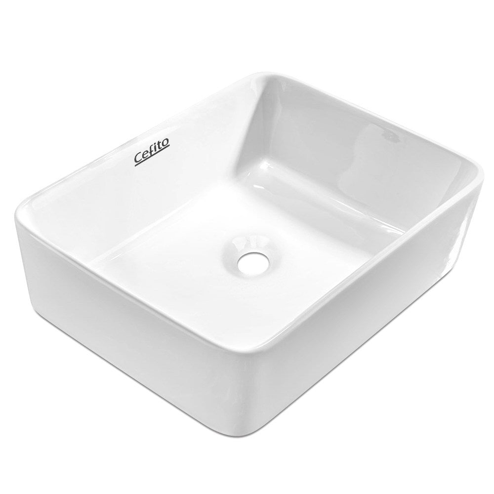 Cefito Bathroom Basin Ceramic Vanity Sink Hand Wash Bowl 48X37cm White Bathroom Sinks