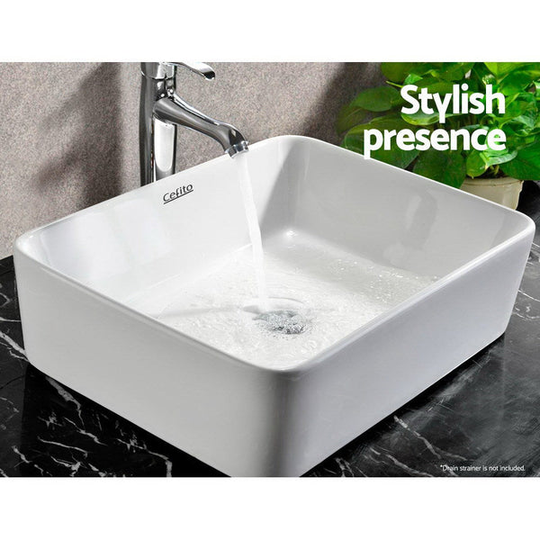 Cefito Bathroom Basin Ceramic Vanity Sink Hand Wash Bowl 48X37cm White Bathroom Sinks