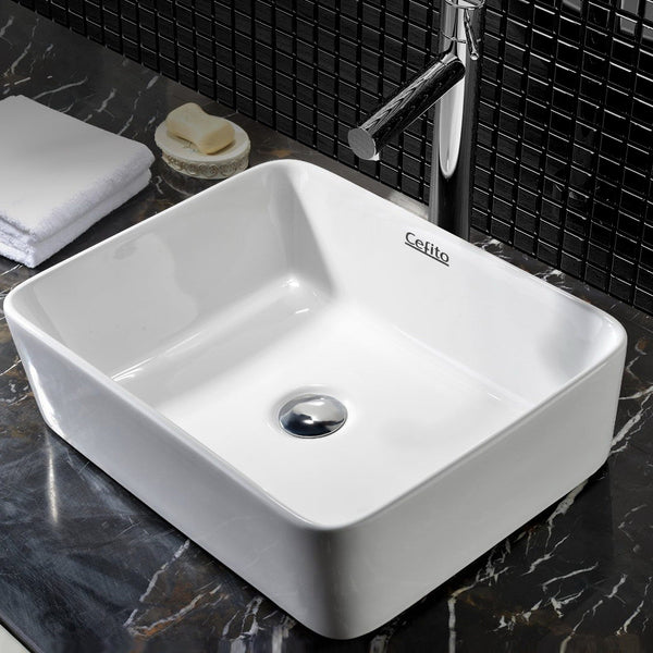 Cefito Bathroom Basin Ceramic Vanity Sink Hand Wash Bowl 48X37cm White Bathroom Sinks