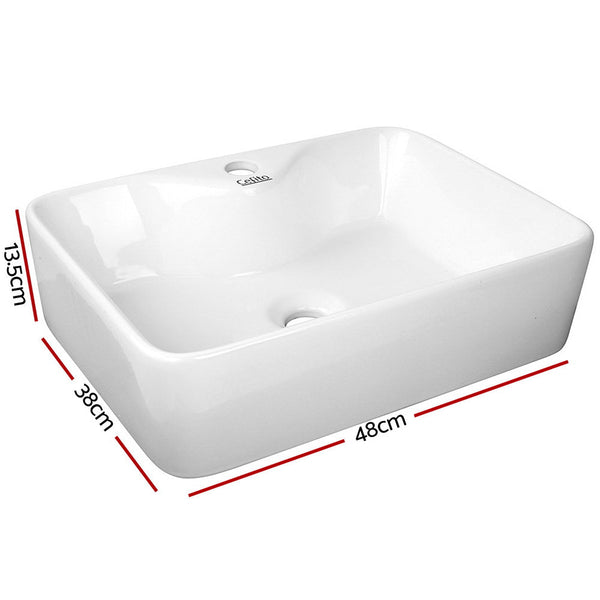 Cefito Bathroom Basin Ceramic Vanity Sink Hand Wash Bowl 48X38cm Bathroom Sinks