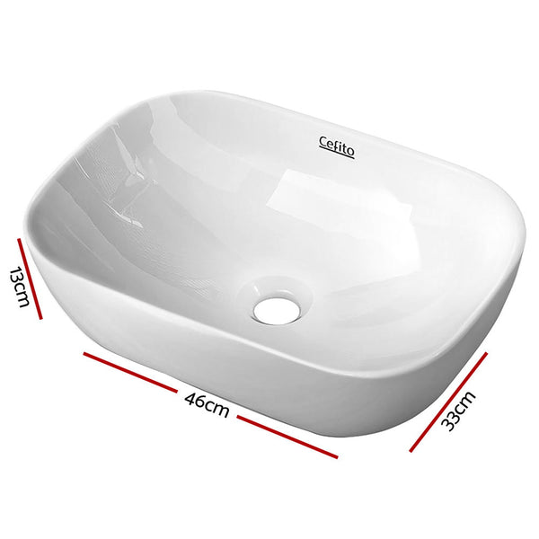 Cefito Bathroom Basin Ceramic Vanity Sink Hand Wash Bowl 46X33cm Bathroom Sinks