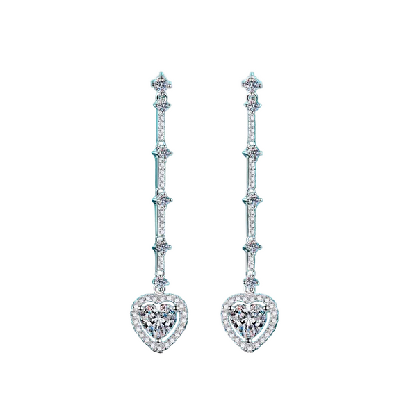 2 Carat Moissanite Zircon 925 Sterling Silver Heart Earrings