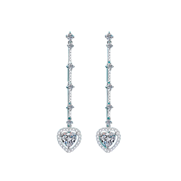 Veile Studios 2 Carat Moissanite Zircon 925 Sterling Silver Heart Earrings