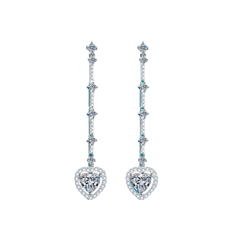 Veile Studios 2 Carat Moissanite Zircon 925 Sterling Silver Heart Earrings