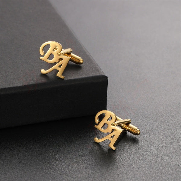 Diy Custom French Men's With English Letters Cufflinks