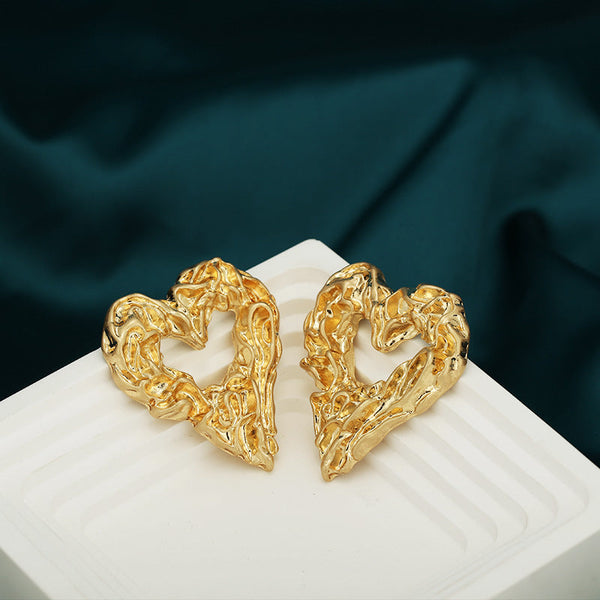 Veile Studios Exaggerated French Retro Volcanic Lava Zinc Alloy Versatile For Women Earrings