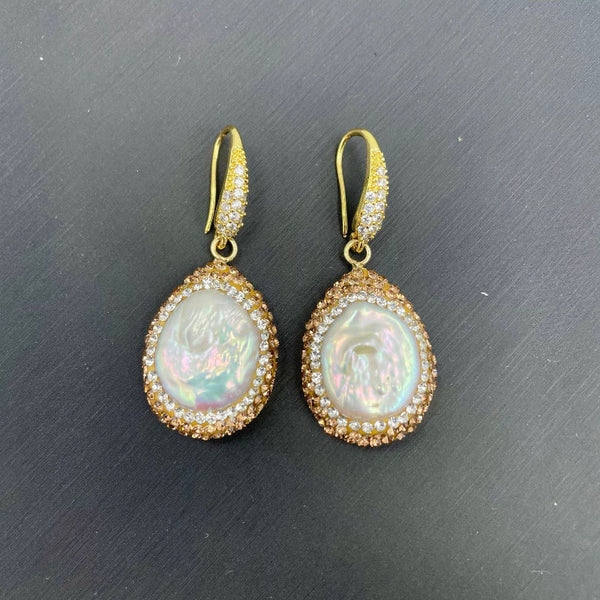 Baroque Shaped Pearl High End Personalized Retro Point Diamond Evening Wear Light Luxury Banquet Jewelry Earrings