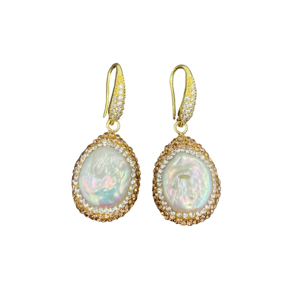 Baroque Shaped Pearl High End Personalized Retro Point Diamond Evening Wear Light Luxury Banquet Jewelry Earrings