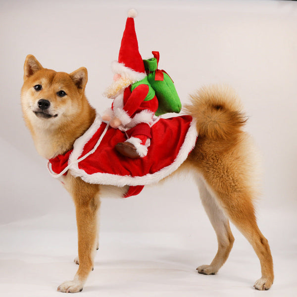 Funny Christmas Dog Costume Santa Riding Pet Outfit For Small/Large Dogs | Holiday & New Year Gift Dog Clothing & Shoes