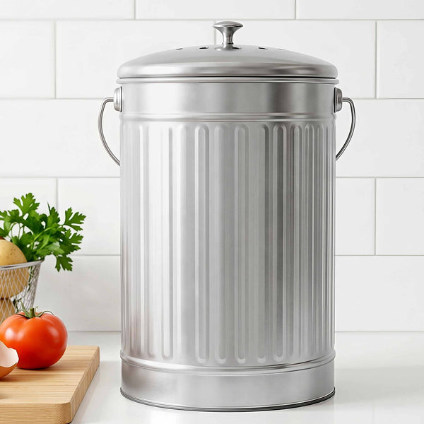 Gardeon 6L Stainless Steel Kitchen Compost Bin With Ventilated Lid Garden Compost Bins