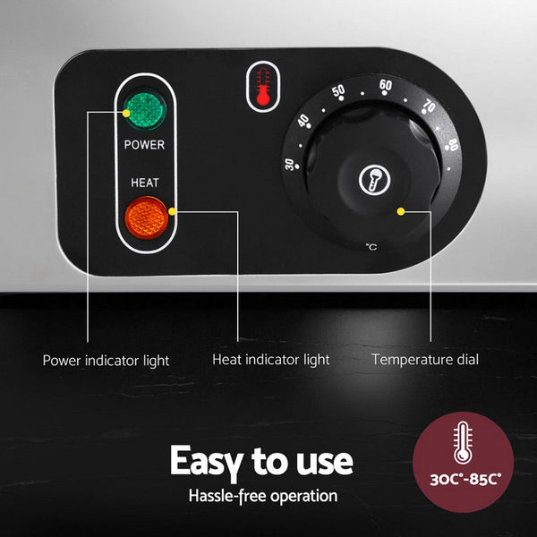 Devanti Commercial Food Warmer Bain Marie 4 Electric Buffet Pans Countertop Food Warmers