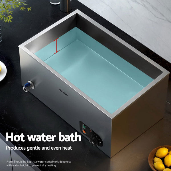 Devanti Commercial Food Warmer Bain Marie 4 Electric Buffet Pans Countertop Food Warmers