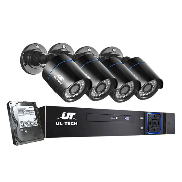 Ul Tech Cctv Security System 4Ch Dvr 4 Cameras 4Tb Hard Drive Security Cameras