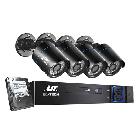 Ul Tech Cctv Security System 4Ch Dvr 4 Cameras 4Tb Hard Drive Security Cameras