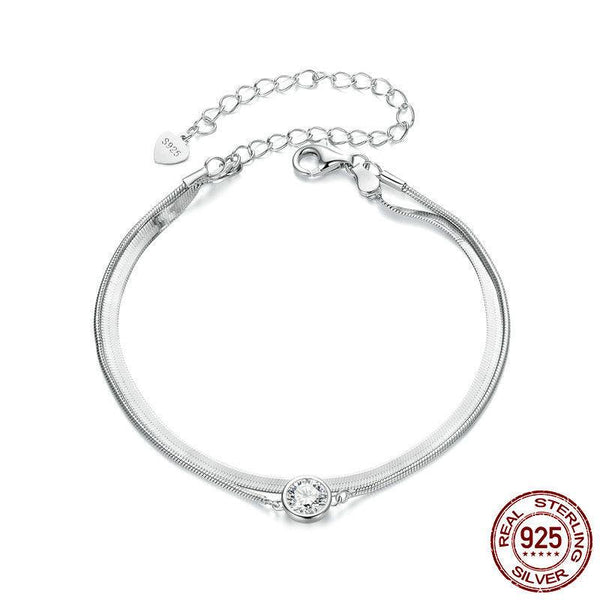 Veile Studios Silver Charm 50 Point Sparkling Mosang Diamond Double Layer Bracelet S925 Bracelets