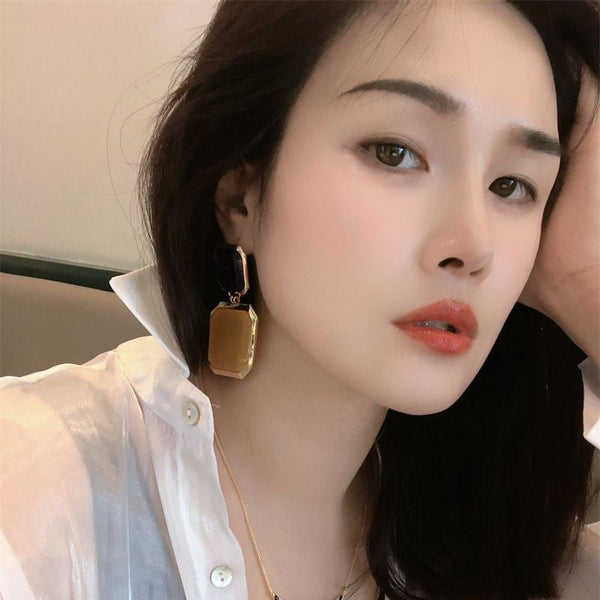 Veile Studios Geometric Resin Large Contrasting Colours Personality Trend Design Earrings