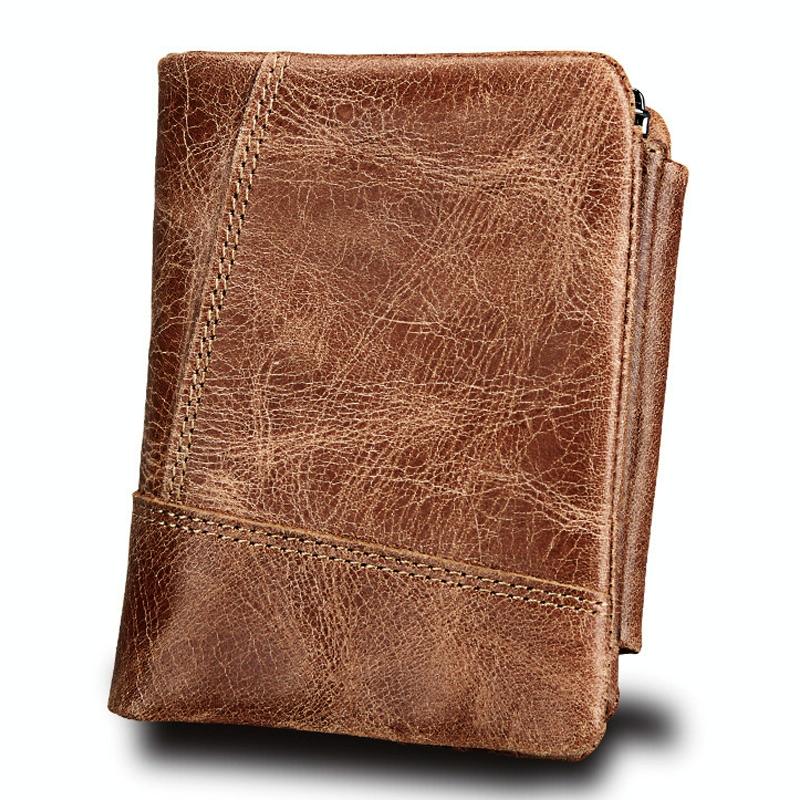 Men's Taupe Leather Rfid Card Holder Wallet For Secure Storage Wallets