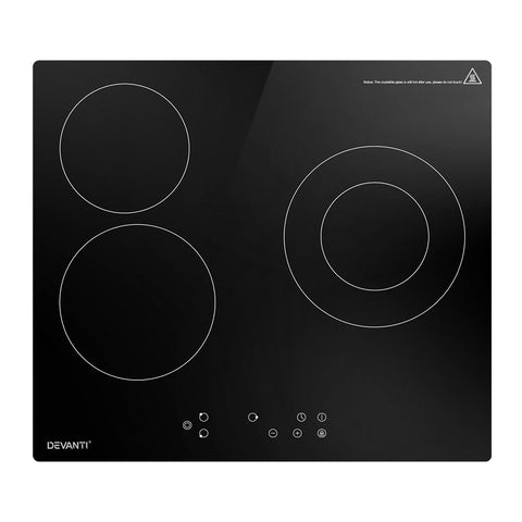 Devanti Electric Ceramic Cooktop 60Cm Kitchen Cooker 4 Burner Hob Touch Control 5200W Cooktops