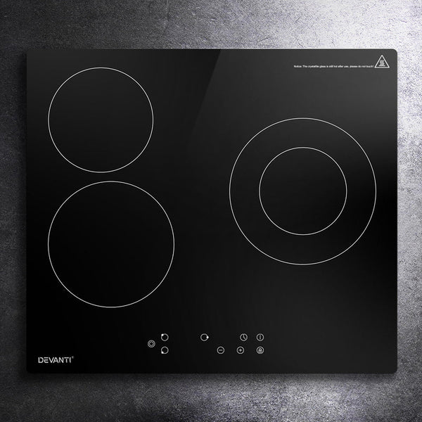 Devanti Electric Ceramic Cooktop 60Cm Kitchen Cooker 4 Burner Hob Touch Control 5200W Cooktops