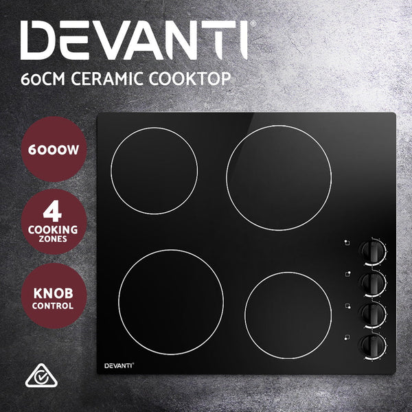 Devanti Electric Ceramic Cooktop 60Cm Cooktops
