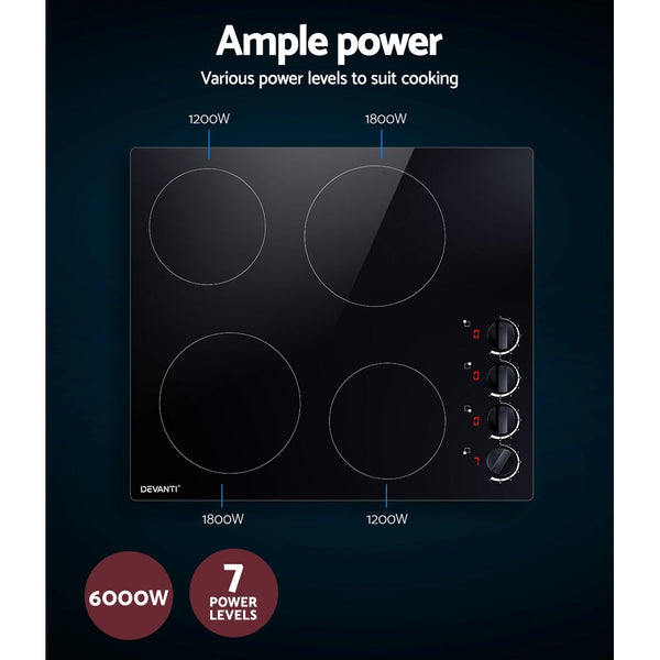 Devanti Electric Ceramic Cooktop 60Cm Cooktops