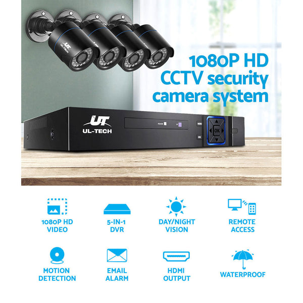 Ul Tech 1080P 4 Channel Cctv Security Camera System Security Cameras