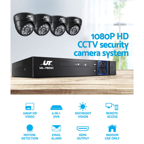 Ul Tech Cctv Security System 8Ch Dvr 4 Cameras 1Tb Hard Drive Security Cameras