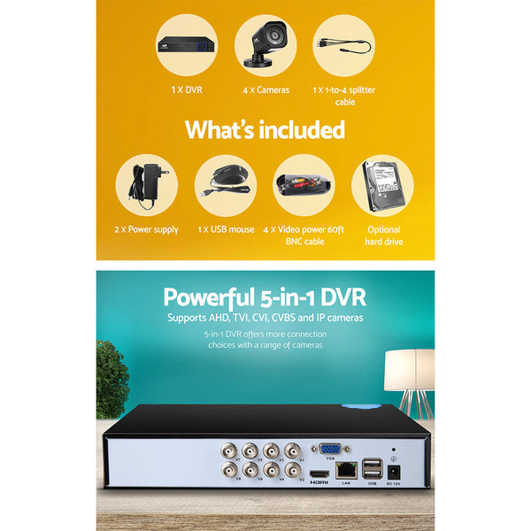 Ul Tech Cctv Security System 8Ch Dvr 4 Cameras 2Tb Hard Drive Security Cameras