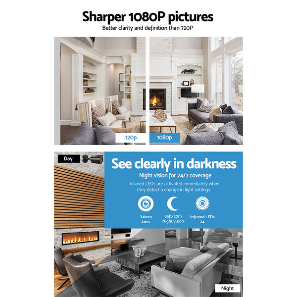 Ul Tech Cctv Security System 8Ch Dvr 4 Cameras 2Tb Hard Drive Security Cameras