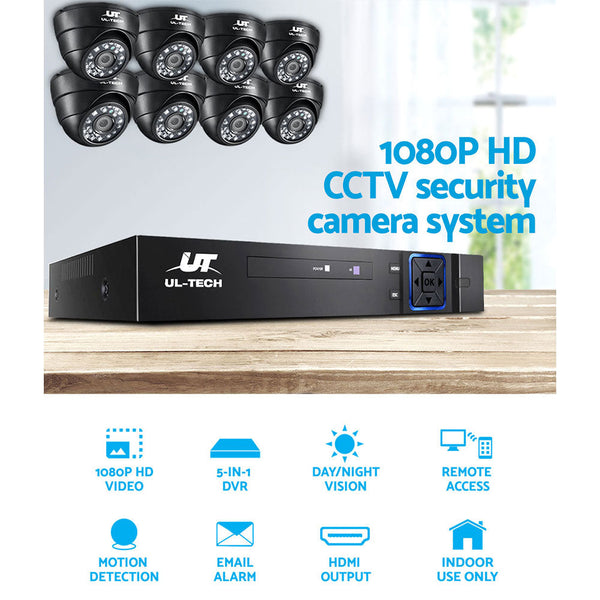 Ul Tech Cctv Security System 8Ch Dvr 8 Cameras 1Tb Hard Drive Security Cameras