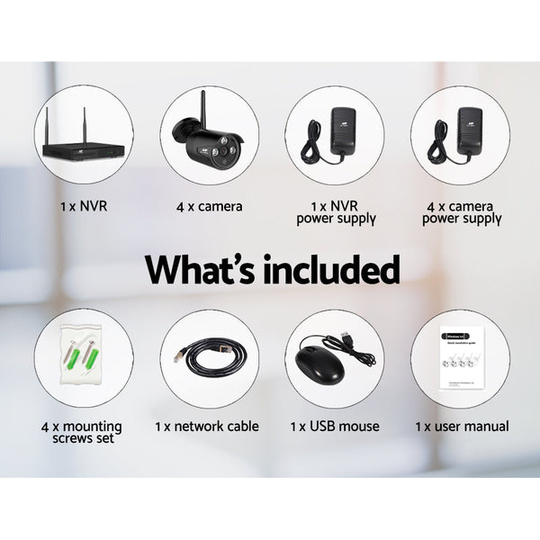 Ul Tech Wireless Cctv Security System 8Ch Nvr 3Mp 4 Bullet Cameras Security Cameras