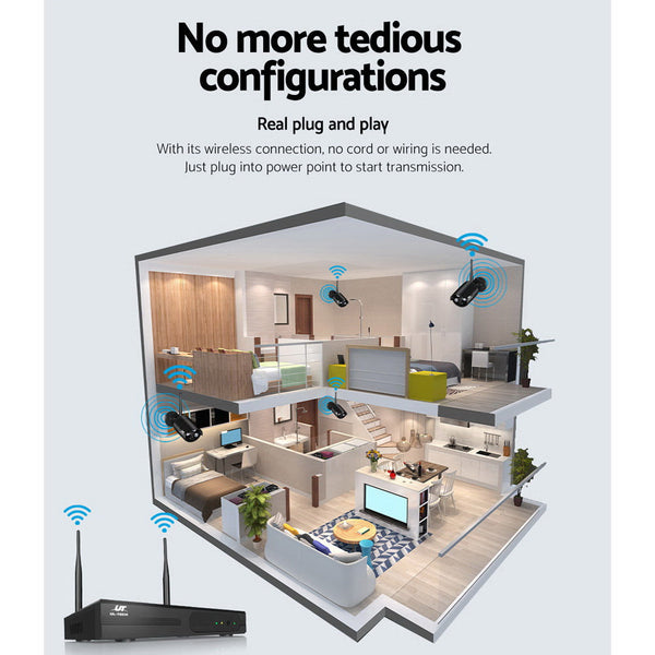 Ul Tech Wireless Cctv Security System 8Ch Nvr 3Mp 4 Bullet Cameras Security Cameras