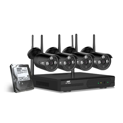 Ul Tech Wireless Cctv Security System 8Ch Nvr 3Mp 4 Bullet Cameras 1Tb Security Cameras