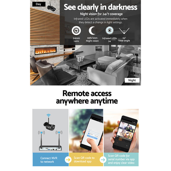 Ul Tech Wireless Cctv Security System 8Ch Nvr 3Mp 4 Bullet Cameras 1Tb Security Cameras