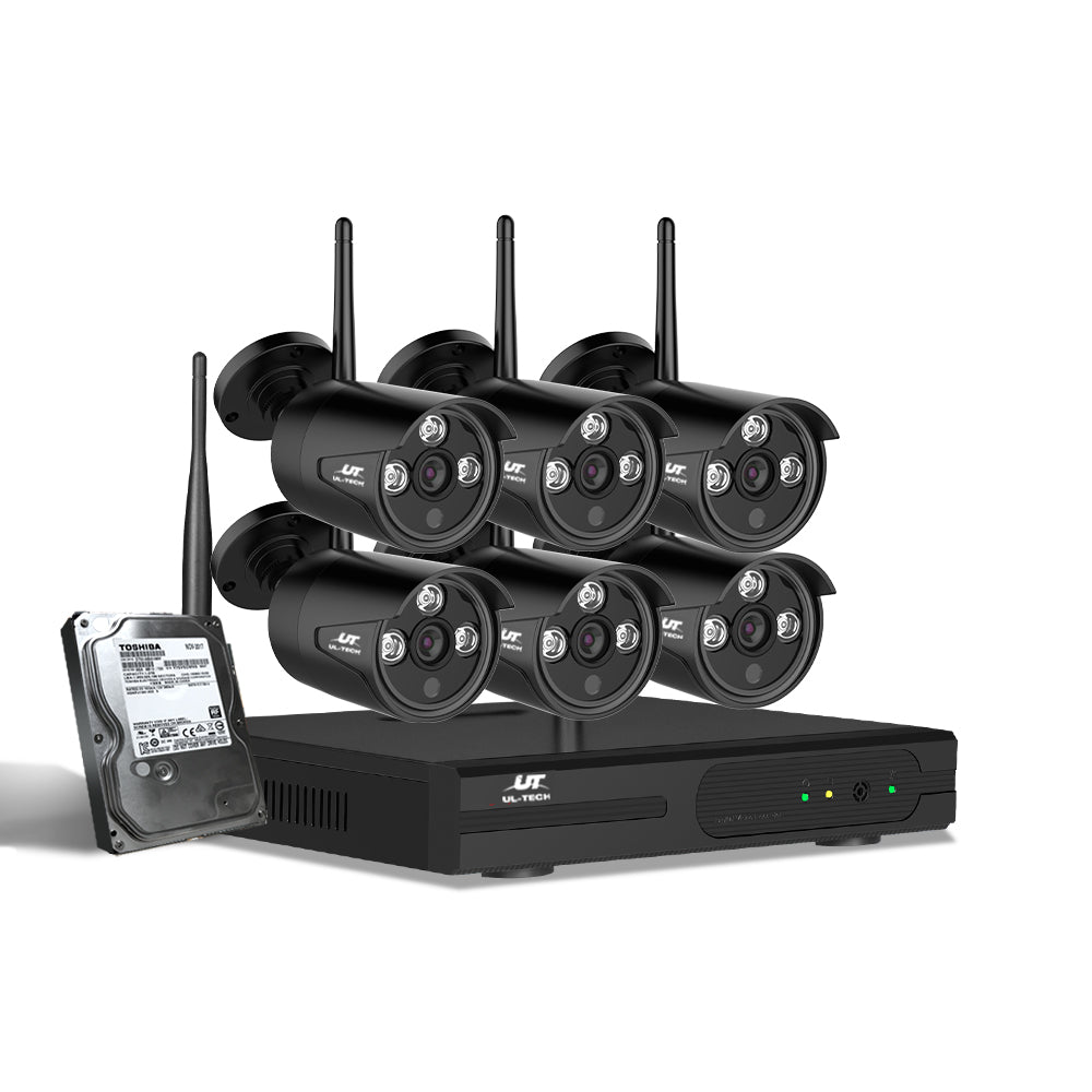 Ul Tech Wireless Cctv Security System 8Ch Nvr 3Mp 6 Bullet Cameras Security Cameras
