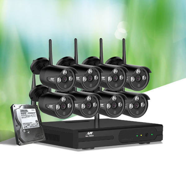 Ul Tech Wireless Cctv Security System 8Ch Nvr 3Mp 8 Bullet Cameras 2Tb Security Cameras